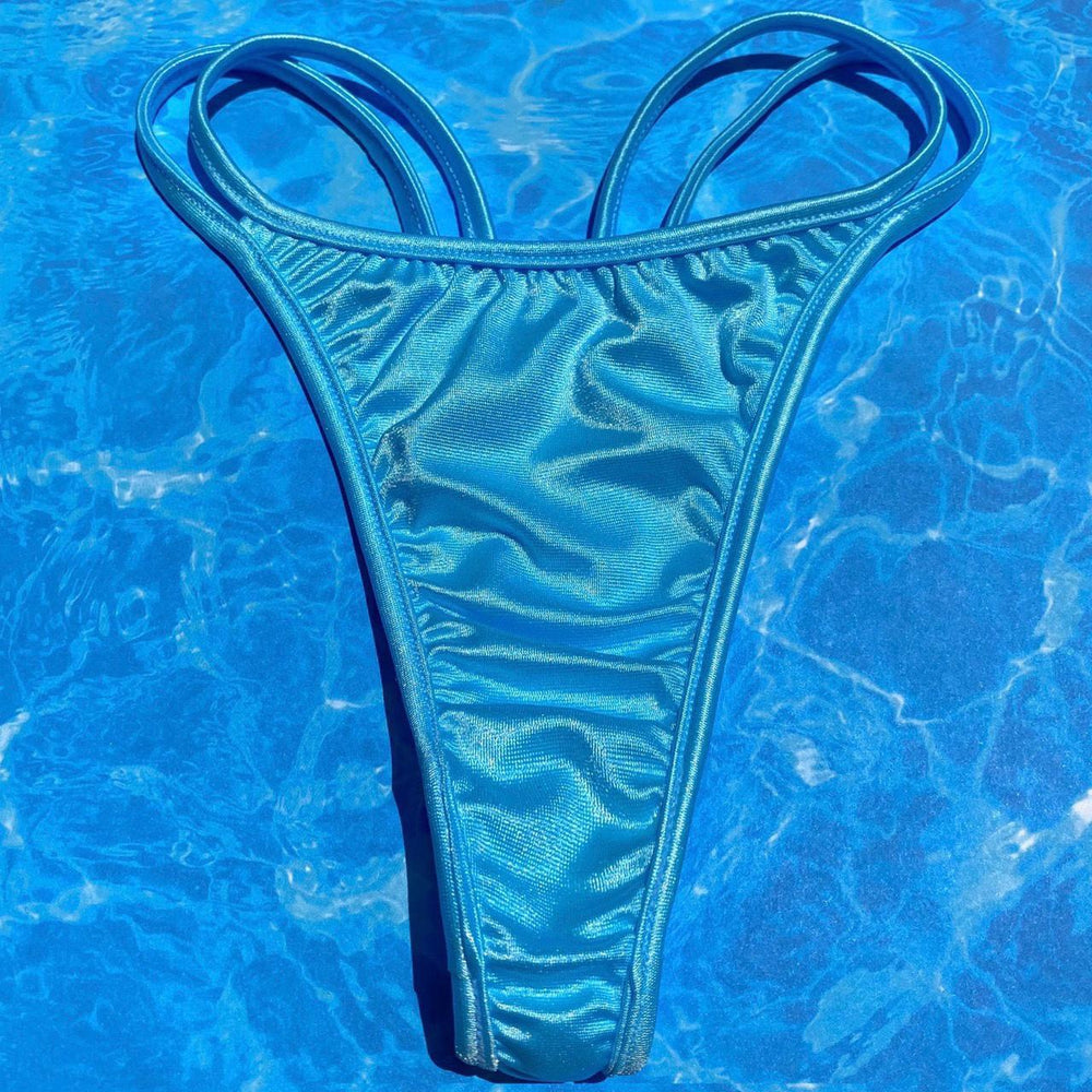 
                      
                        Y2K Strappy Thong Bikini Bottom | Pastel Blue
                      
                    