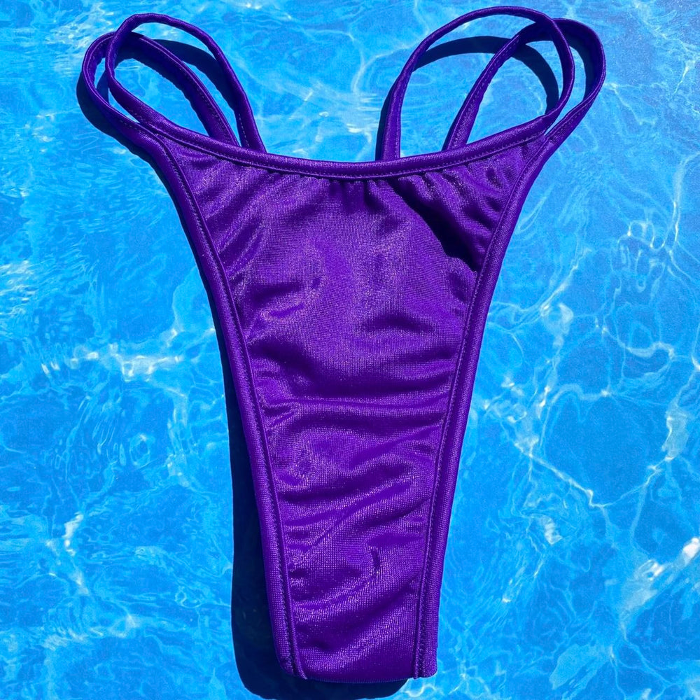 Y2K Double Strap Thong Bikini Bottom | Purple Glam