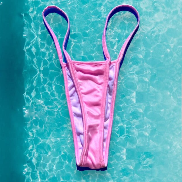 Y2K Skimpy Strappy Thong Bikini Bottom | Pastel Pink Glam