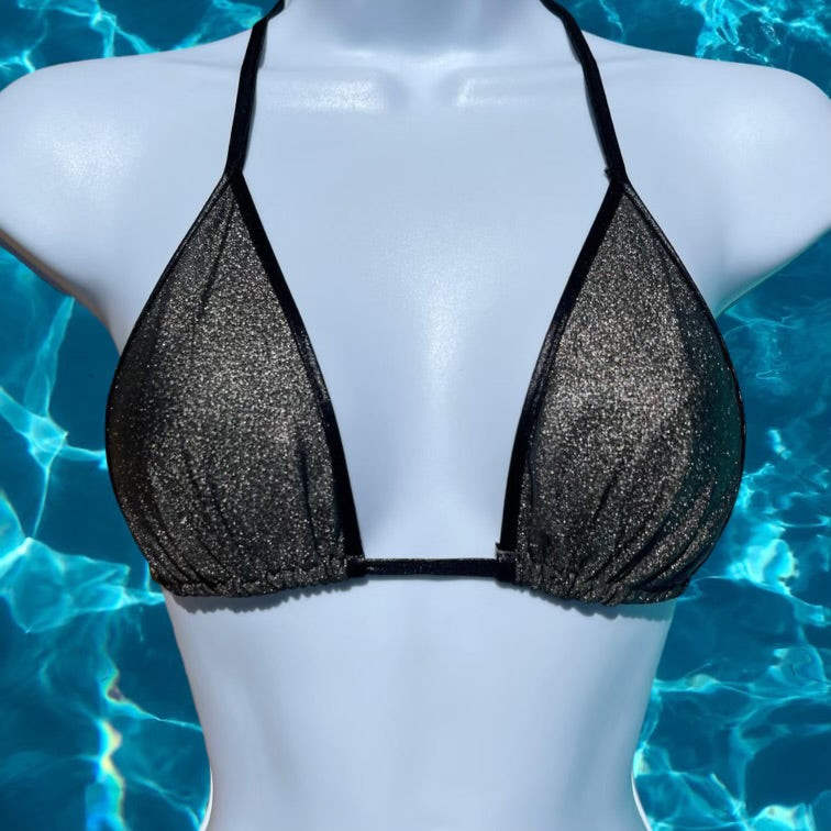 
                  
                    Y2K Skimpy Ringer Slide Triangle Bikini Top | Metallic Gunmetal
                  
                