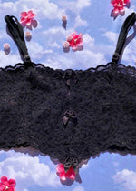 Longline Crop Bra Top | Black Lace