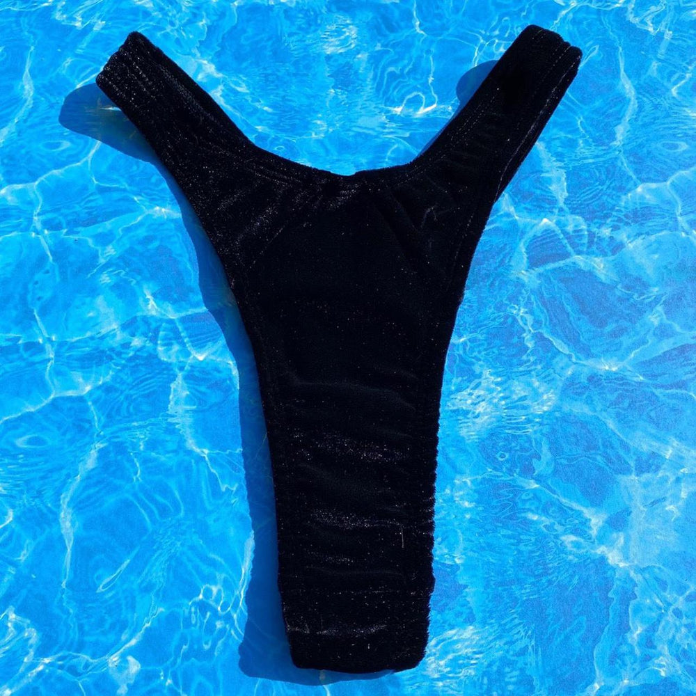 
                      
                        90’s Thong  Bikini Bottom | Black Velvet
                      
                    