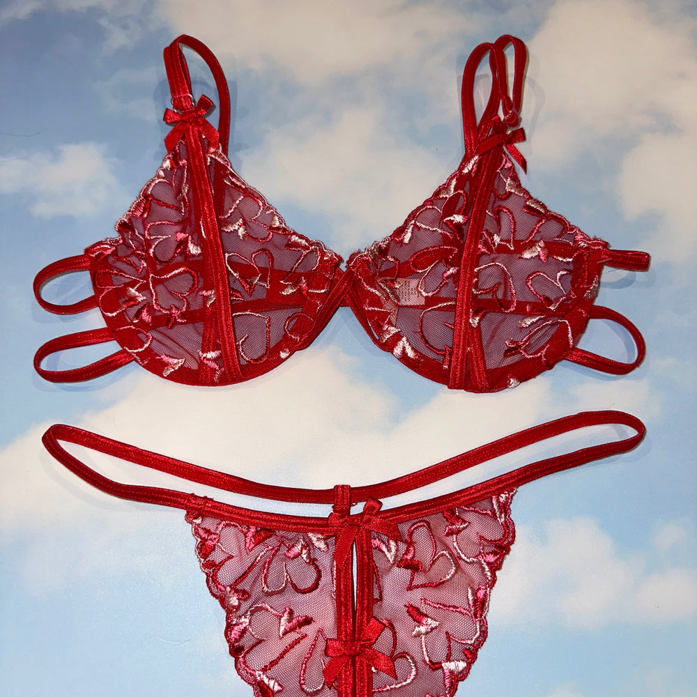 
                      
                        Y2K Red Hot Peekaboo Lingerie Bra + Thong Panty Sexy Set
                      
                    