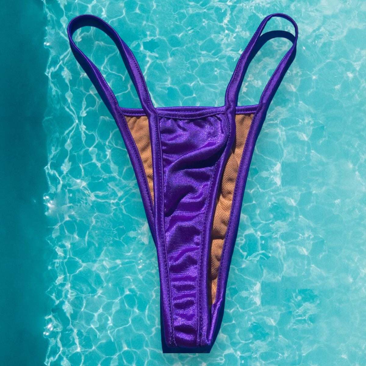 Y2K Skimpy Strappy V-Thong Bikini Bottom | Purple Glam