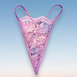 90's Skimpy Sheer G-String Thong Panty | Pastel Lilac Lace