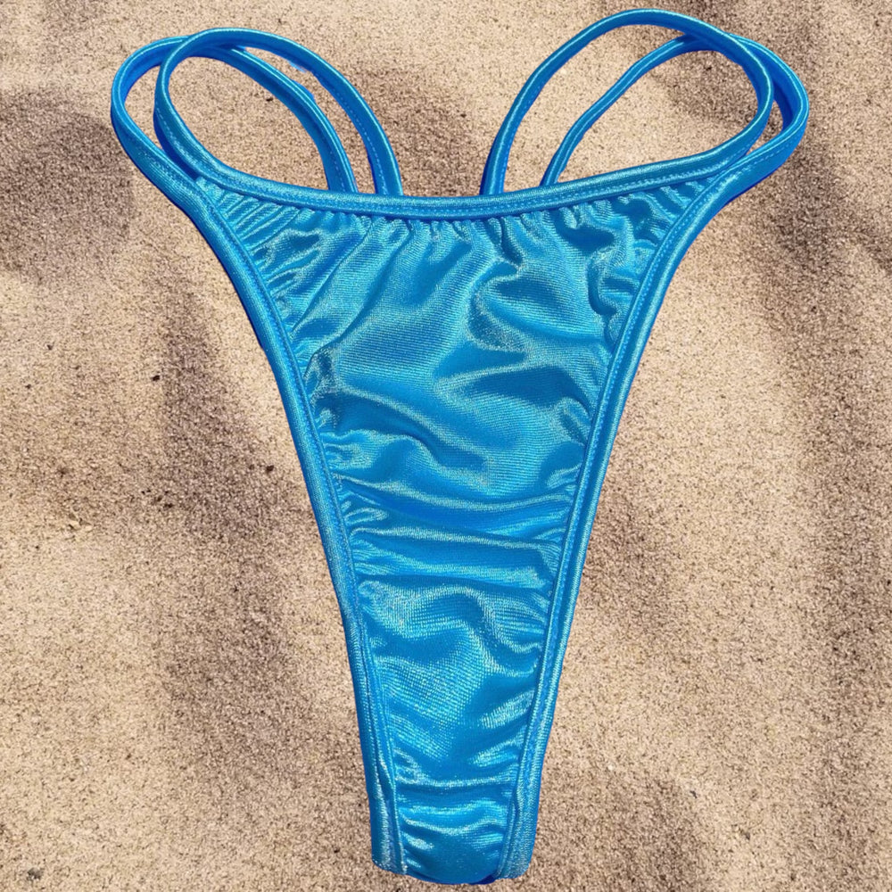 Y2K Strappy Thong Bikini Bottom | Pastel Blue