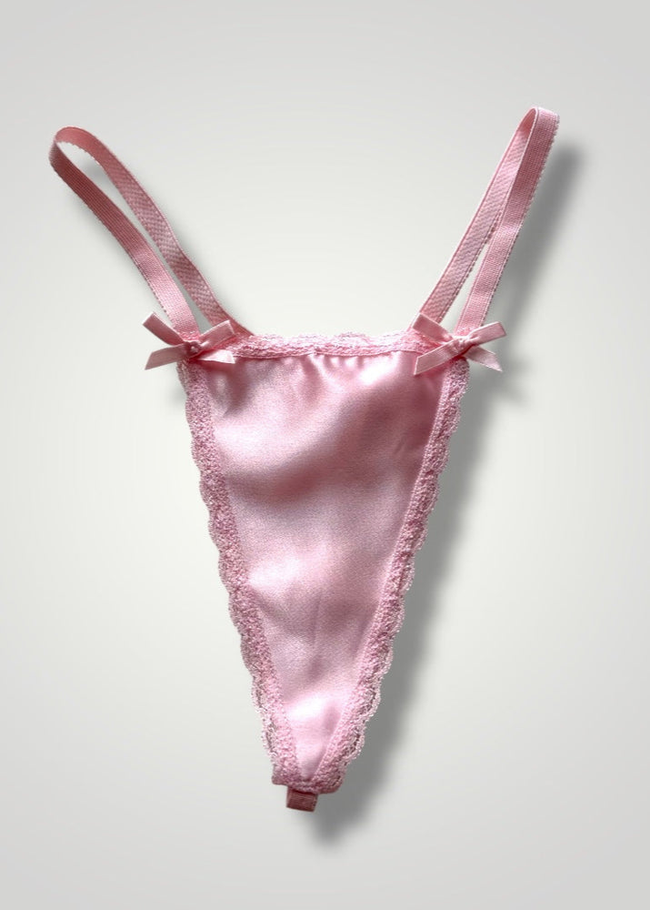 90s High-Leg Dainty Thong-Panty Lace Trim “One Size” Regular & Plus, G-String | USA-Made Deadstock