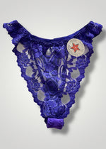 Coquette Sheer Eyelash Purple Lace Flutter French-Cut Thong Lingerie Panty
