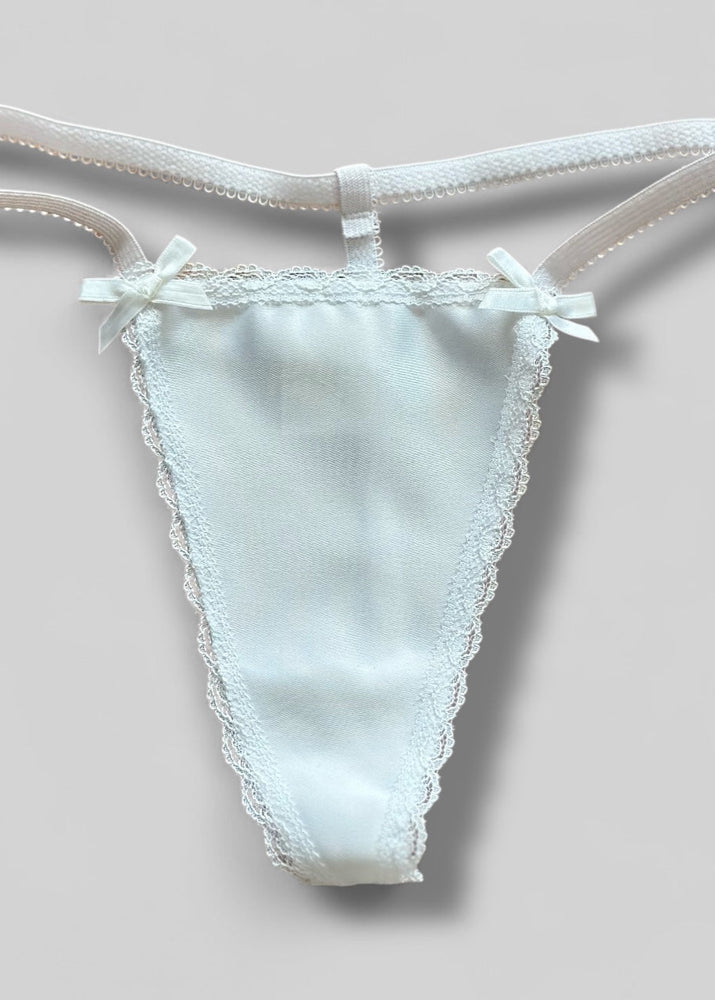 90s High-Leg Dainty Thong-Panty Lace Trim “One Size” Regular & Plus, G-String | USA-Made Deadstock