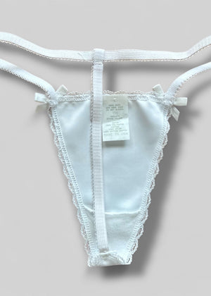 90s High-Leg Dainty Thong-Panty Lace Trim “One Size” Regular & Plus, G-String | USA-Made Deadstock