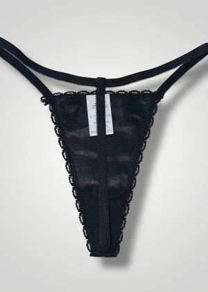 90s High-Leg Black, White Dainty Thong-Panty Lace Trim “One Size” Regular | USA-Made