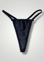 90s High-Leg Black, White Dainty Thong-Panty Lace Trim “One Size” Regular | USA-Made
