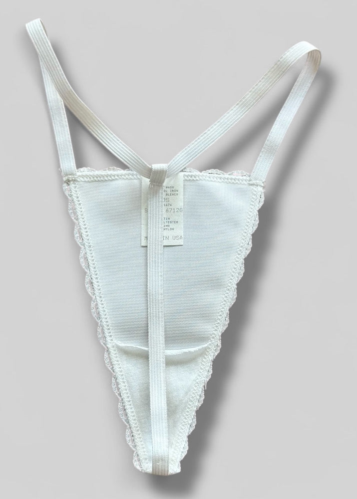 90s High-Leg Black, White Dainty Thong-Panty Lace Trim “One Size” Regular | USA-Made