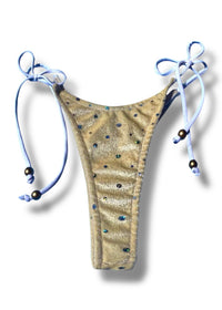 Beige Velvet Sparkle Tie-Side Skimpy Bikini Bottom | Denali Brand