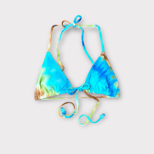 Y2K Minimalist Boho Tie Dye Skimpy Padded String Slide Triangle Bikini Top