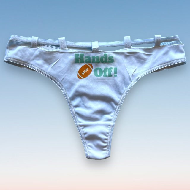 
                      
                        Iconic Y2K Cutout White Cotton Thong Panty | Hands Off
                      
                    