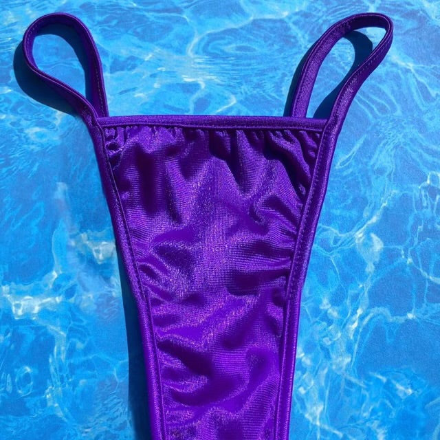 
                      
                        Y2K Skimpy Strappy Thong Bikini Bottom | Purple Glam
                      
                    