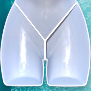 Y2K Ringer T-String Bikini Bottom | Metallic Turquoise & White