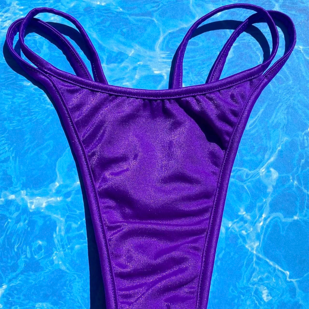 
                      
                        Y2K Double Strap Thong Bikini Bottom | Purple Glam
                      
                    