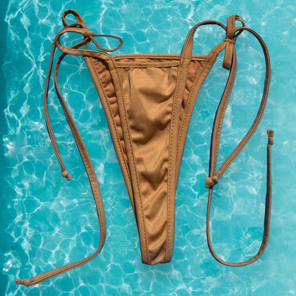 
                      
                        Y2K Tie Side Thong Bikini Bottom | Beige
                      
                    