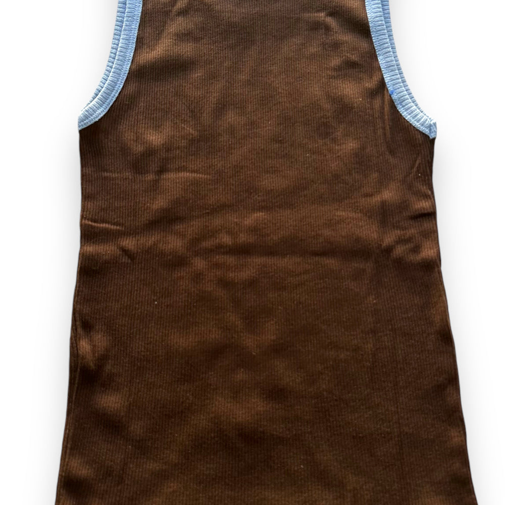 
                  
                    Y2K Graphic Ringer Baby Tank Boy Beater in Espresso | Coquette Vintage Deadstock
                  
                