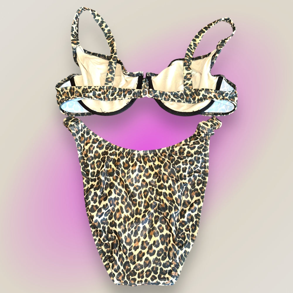 
                      
                        90's Large Iconic Retro Underwire Swimsuit, Matching Bikini Set | Vintage Coquette Animal Shimmer
                      
                    