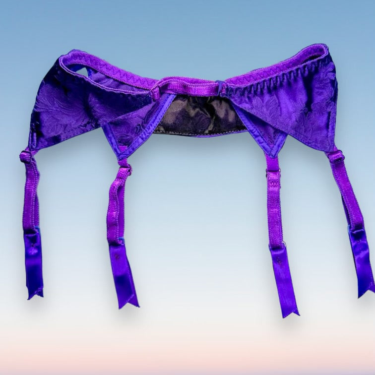 
                      
                        90’s Satin Garter Belt | Embroidered Orchid Purple
                      
                    