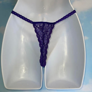 90's Eyelash Lace String Thong Panty | Orchid Purple