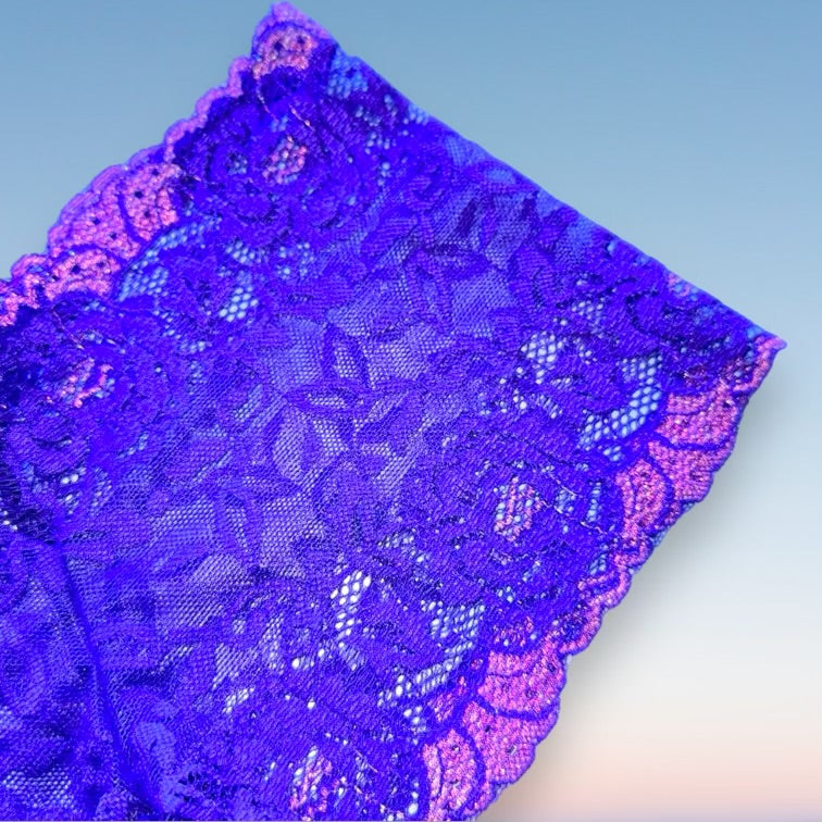 Y2K Sheer Shimmer Lace Booty Short Panty | Grape