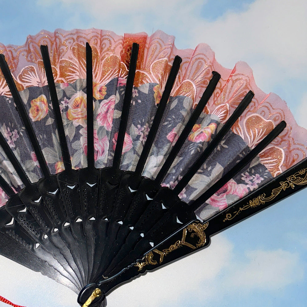 
                      
                        Red & Black Painted Lacey Hand Fan
                      
                    