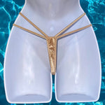 Y2K Double Strap O-Ring Thong Bikini Bottom | Boho Beige