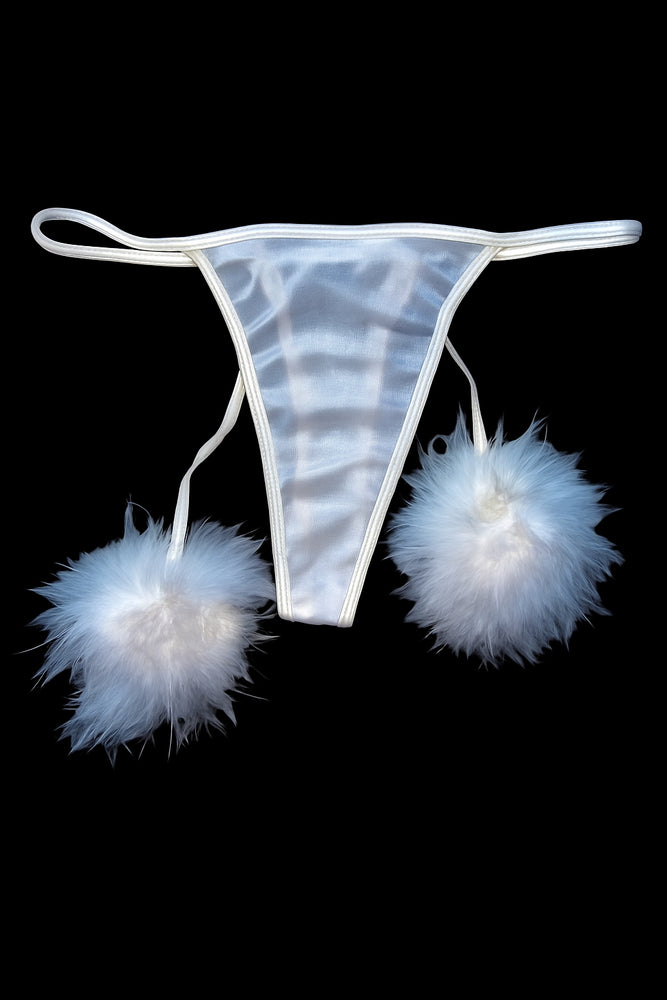 Fluffy White Mesh Thong Panty | Coquette Valentine Gift | Y2K Deadstock Vintage