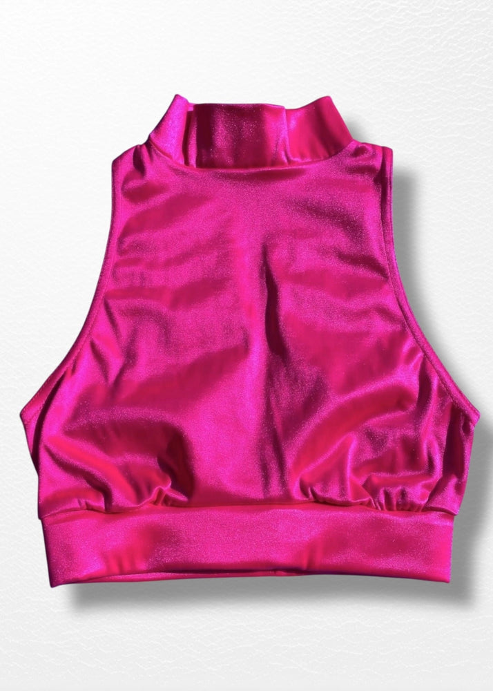 Pink sleeveless top on a white background
