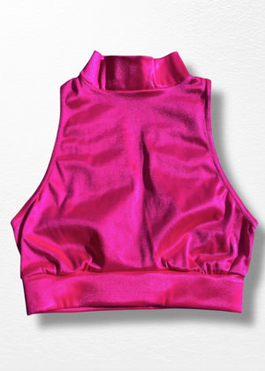 Pink sleeveless top on a white background