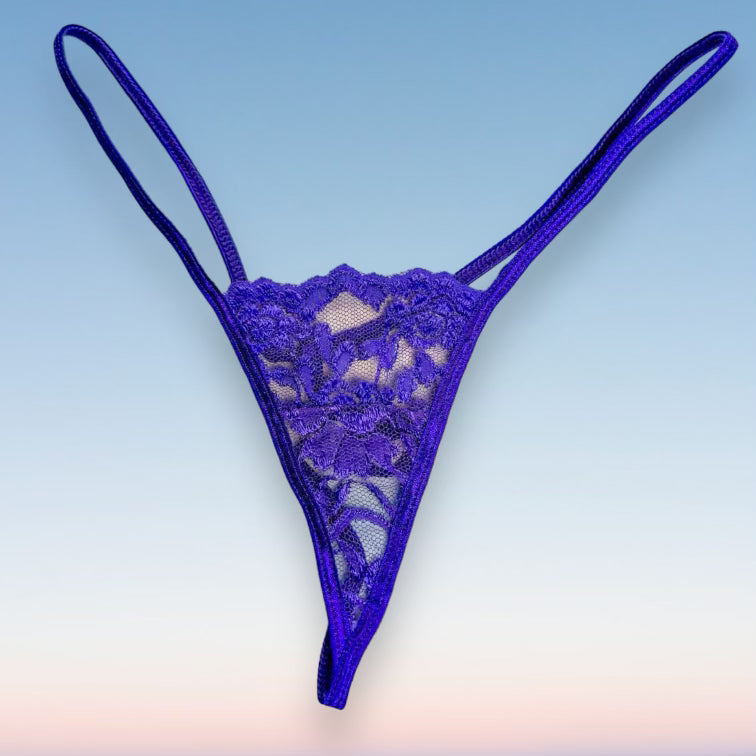 90's Skimpy Sheer G-String Thong Panty | Orchid Purple Lace