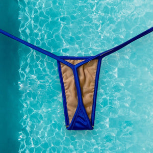 Y2K Skimpy Strappy G-string Thong Bikini Bottom | Cobalt Blue