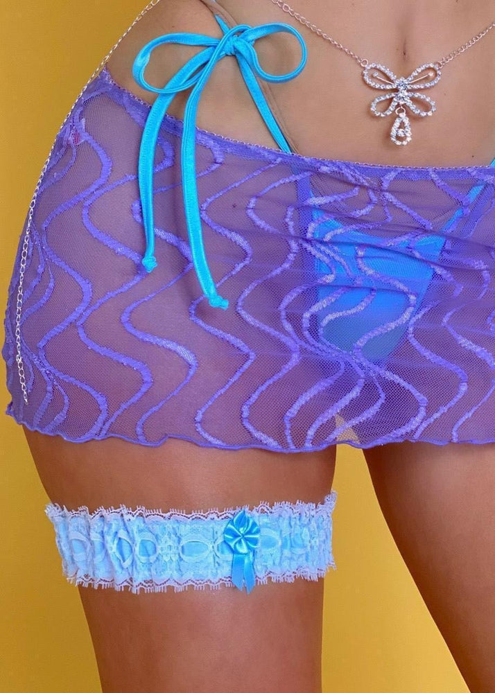 
                      
                        Vintage Pastel Blue Lace Leg-Garter Band | 90s Coquette Charm
                      
                    