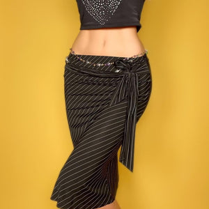 Slinky Pinstripe Midi Skirt
