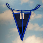 90's Satin G-String Panty | Cobalt Blue Shimmer