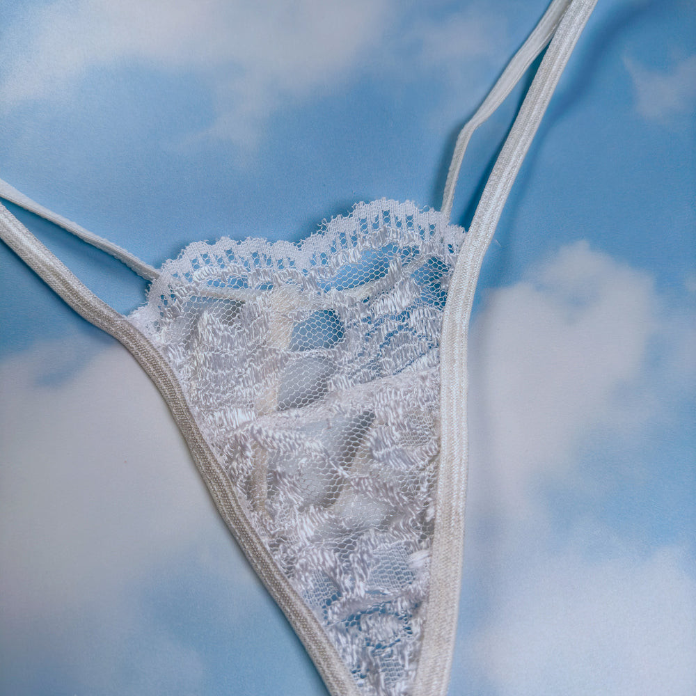 90's Skimpy Sheer G-String Thong Panty | White Lace