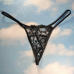 90's Skimpy Sheer G-String Thong Panty | Black Lace