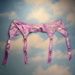 90’s Satin Garter Belt | Embroidered Pastel Lilac