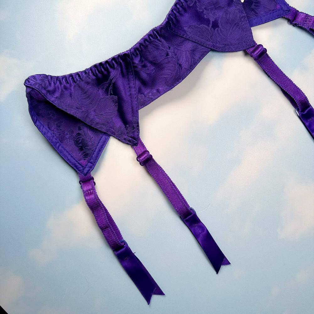 
                      
                        90’s Satin Garter Belt | Embroidered Orchid Purple
                      
                    