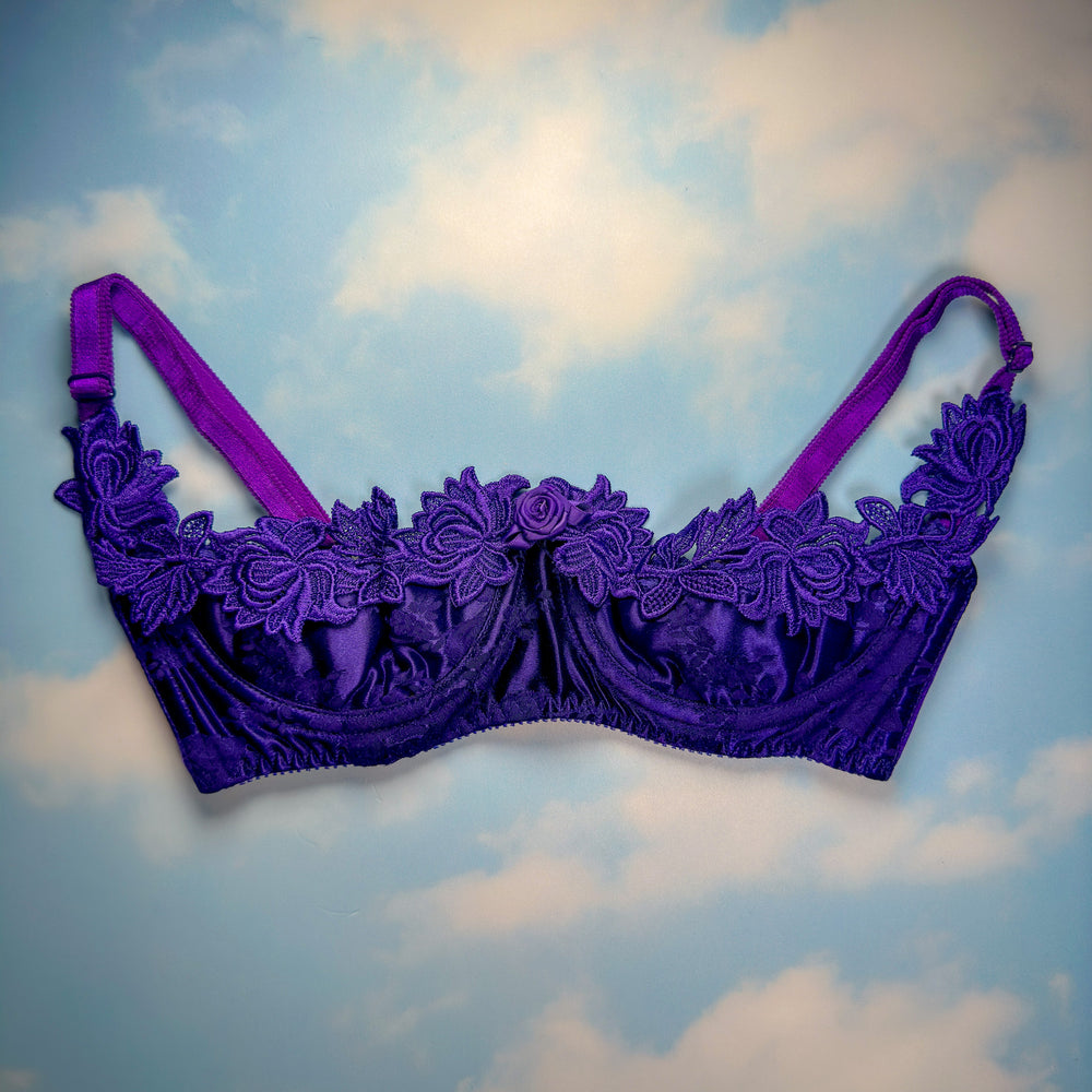 90's Embroidered Cutout Bra Top | Orchid Purple