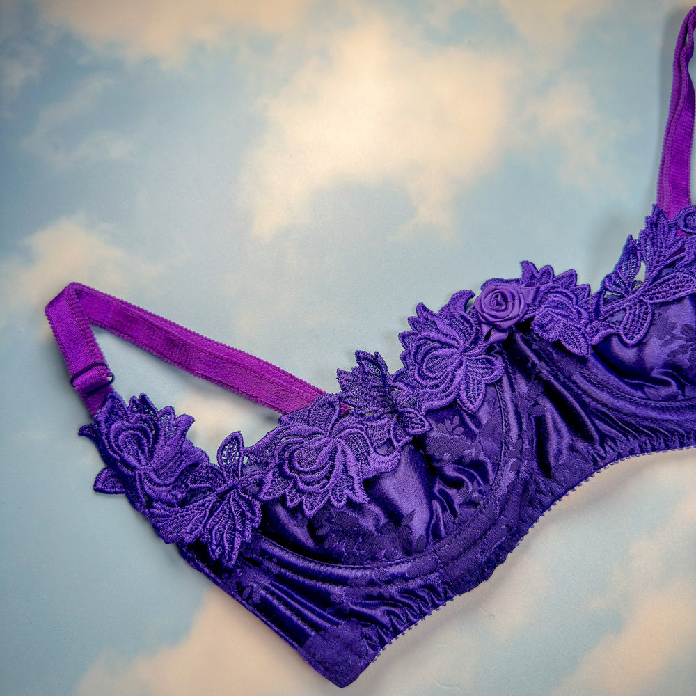 90's Embroidered Cutout Bra Top | Orchid Purple