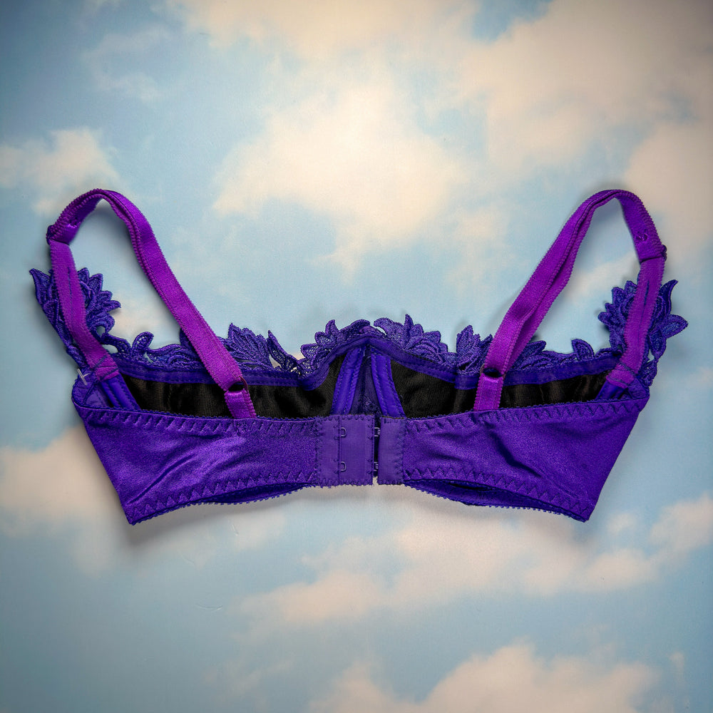 90's Embroidered Cutout Bra Top | Orchid Purple