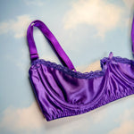 90's Shimmer Satin Cupless Bra | Orchid Purple