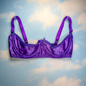 90's Shimmer Satin Cupless Bra | Orchid Purple