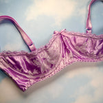 90's Embroidered Cutout Bra Top | Pastel Lilac Shimmer