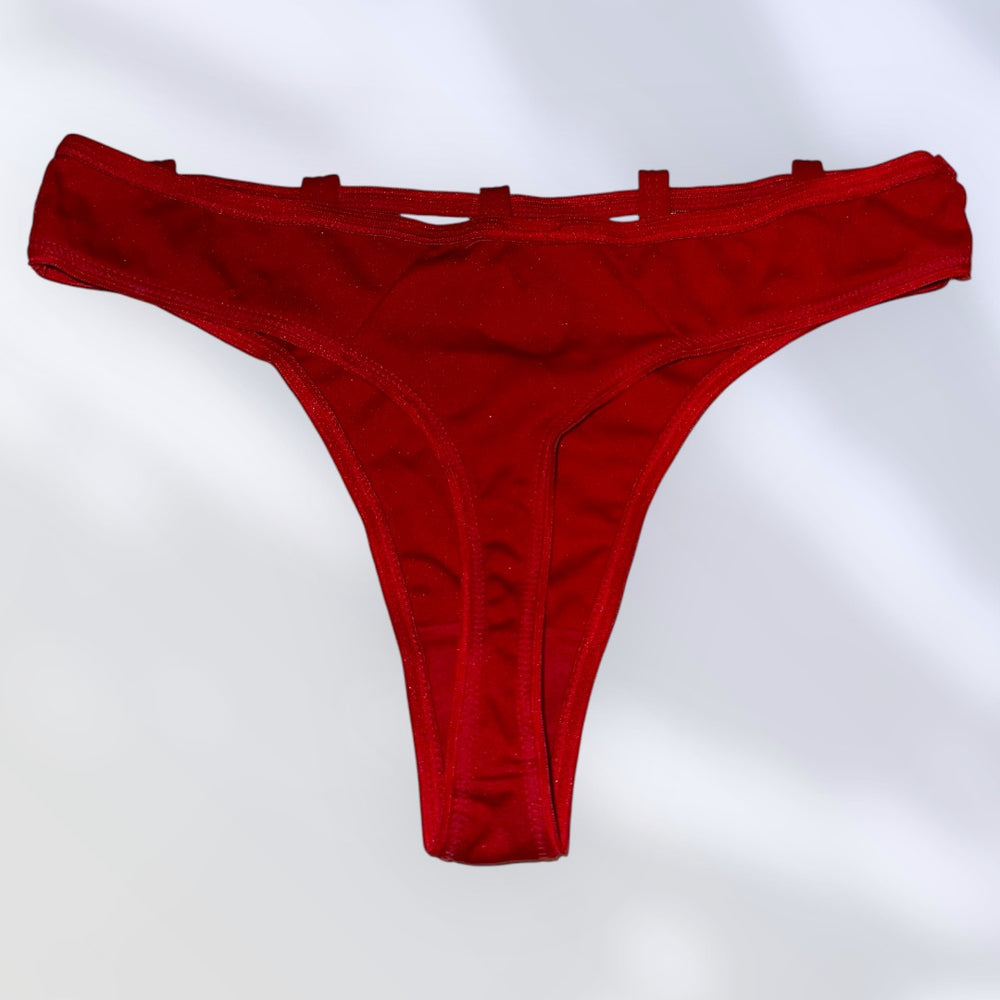 Y2K Red Strappy Cutout Low-Waisted Thong Panty - Valentine's Lingerie Gift